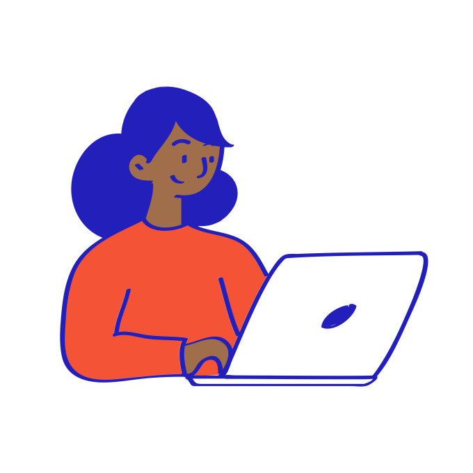 Illustrations – Person researching on their laptop – No background